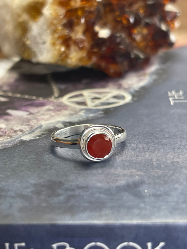 Carnelian Silver Ring Size 7 - Courage & Balance