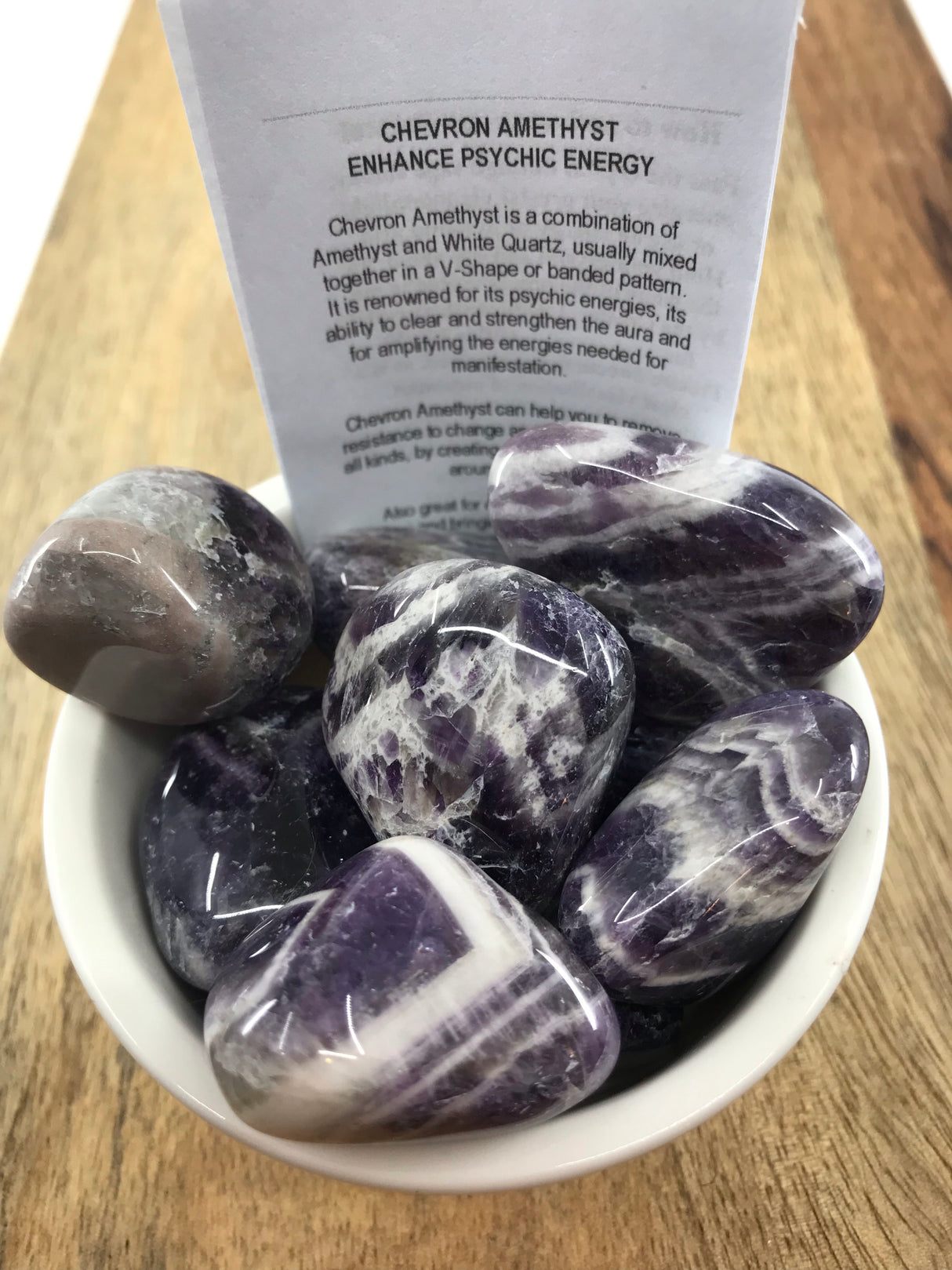 Chevron Amethyst Tumbled Stone – Stone of Spiritual Insight, Calm & Transformation