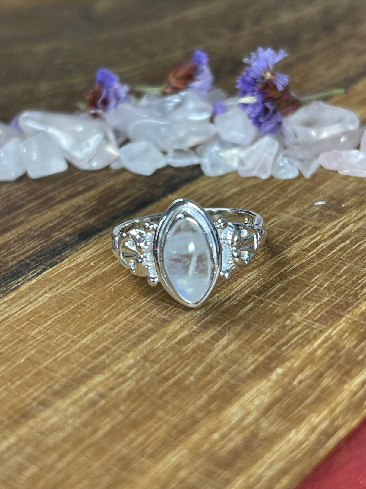 Rainbow Moonstone Ring Size 6 - Inner Peace. Protection.