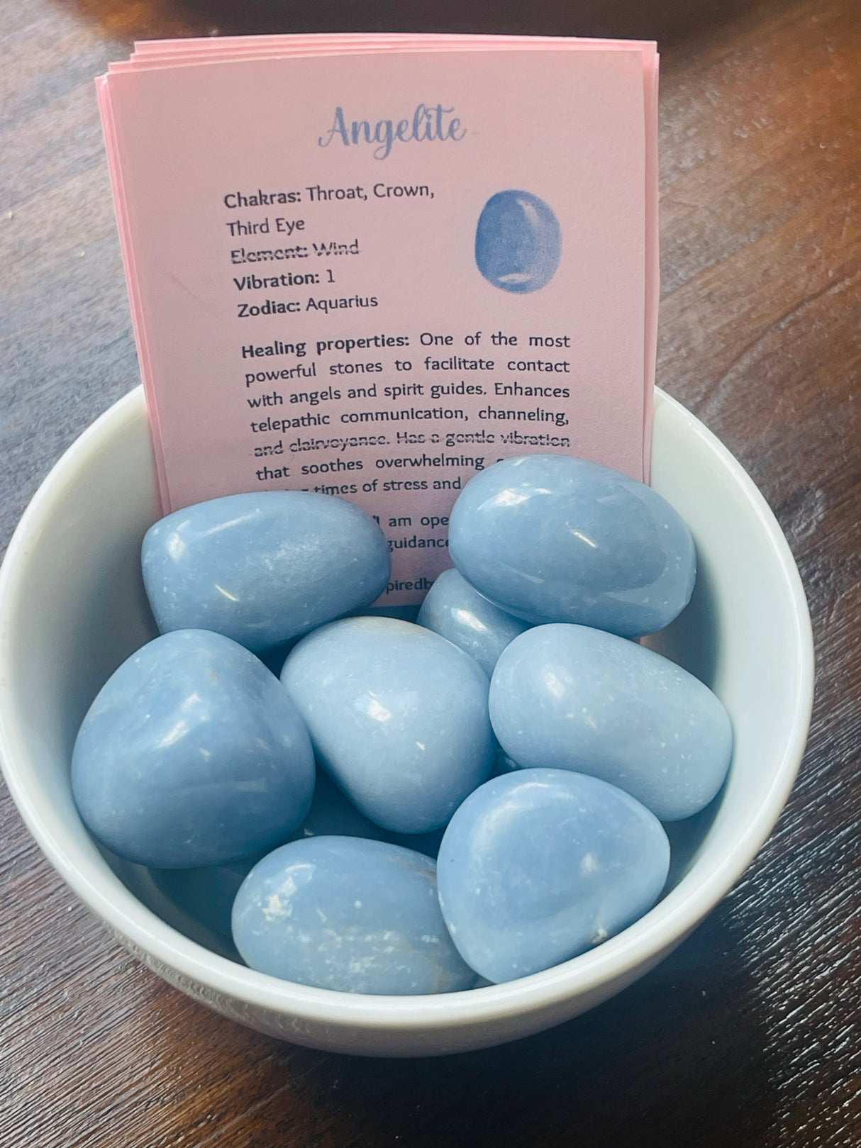 Angelite Tumbled Stone – Stone of Serenity, Compassion & Angelic Guidance