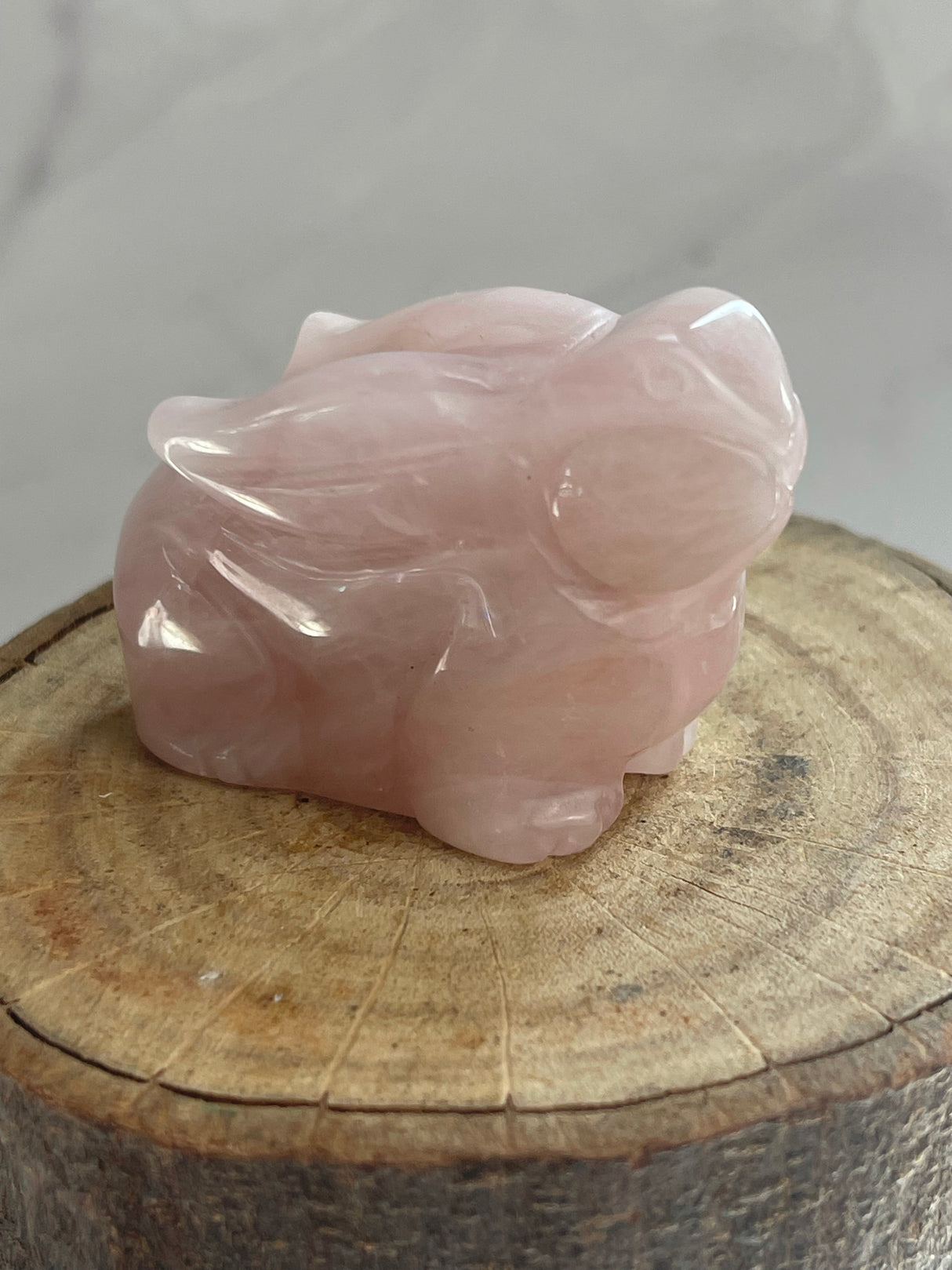 Rose Quartz Rabbit Carving 5 cm × 3.5 cm – pink crystal rabbit symbolising love, compassion and new beginnings, Inspired By 3 Australia.