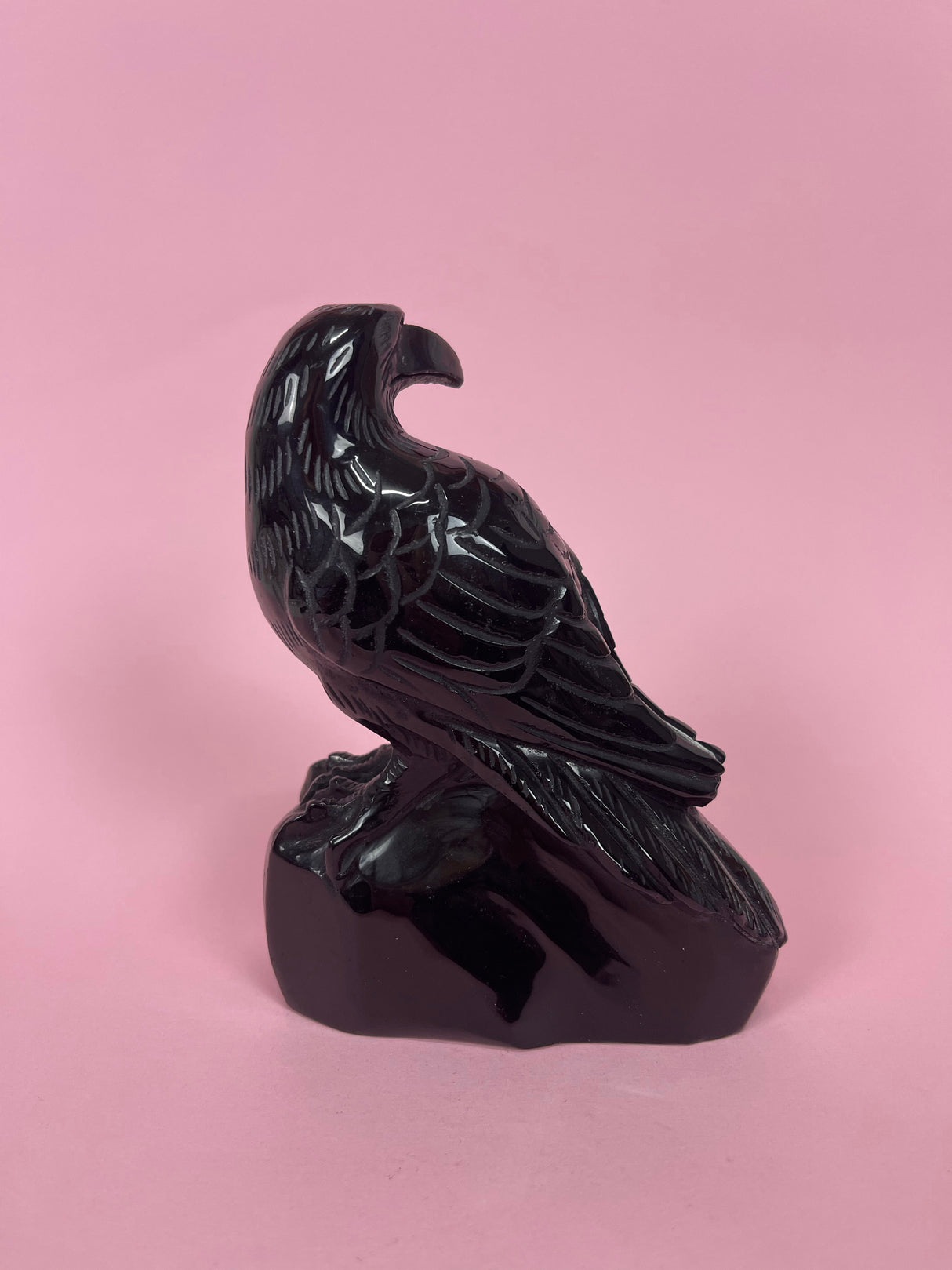 Black Obsidian Raven Carving – Seeker of Truth and Guardian of the Shadow