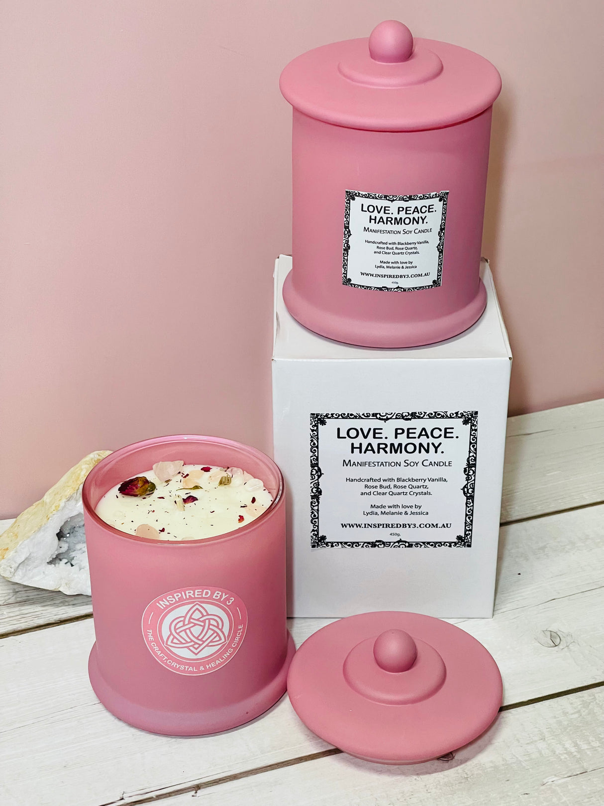 Manifestation Candle Large - Love. Peace. Harmony. Blackberry Vanilla