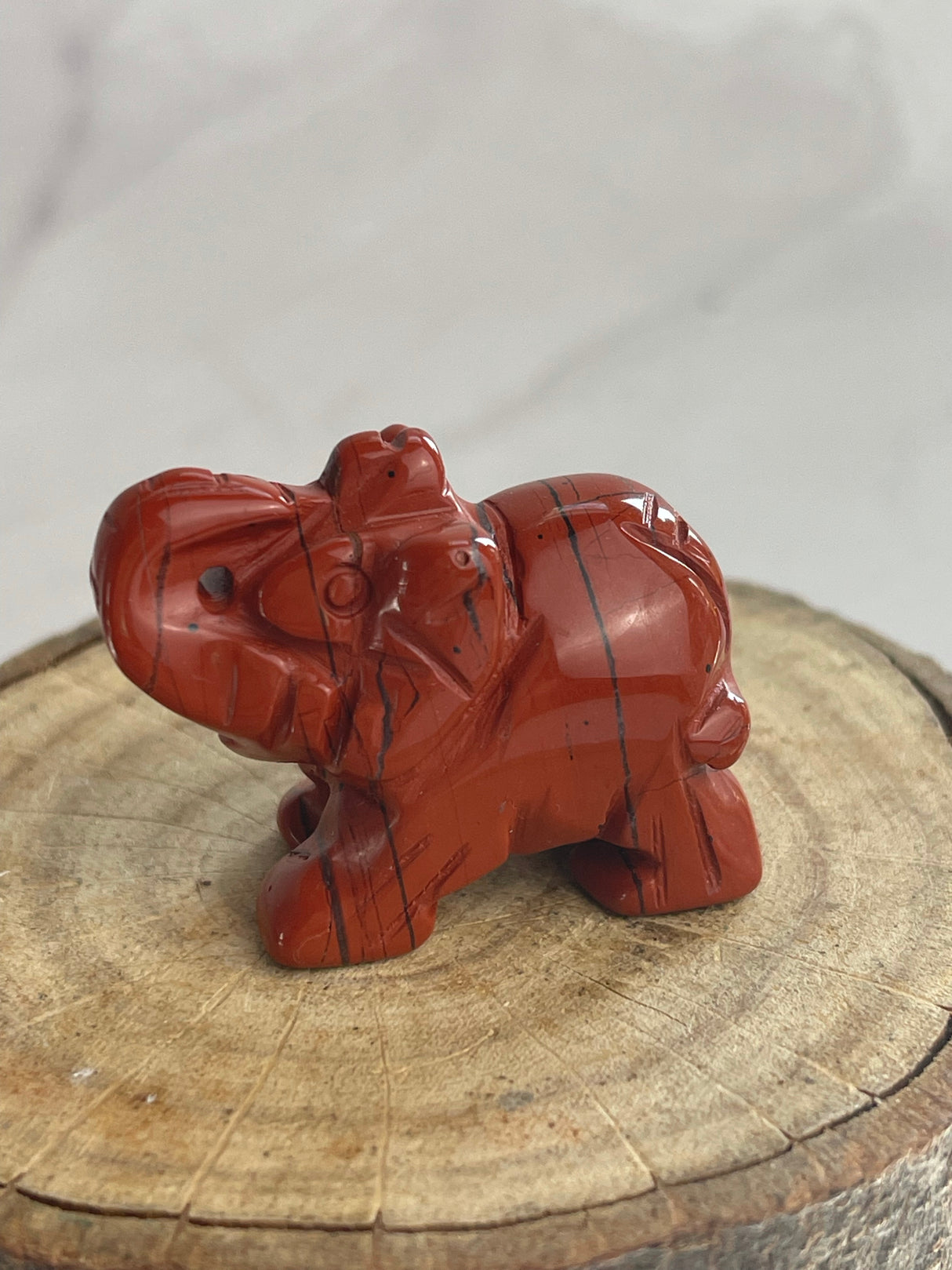 Red Jasper - Elephant Carving