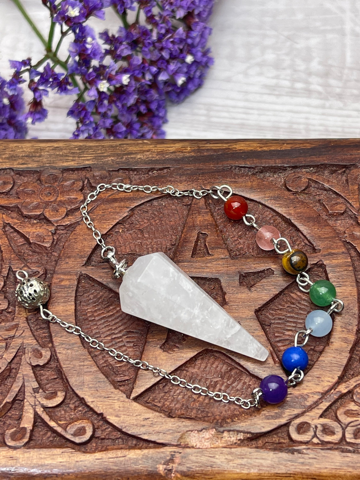 Clear Quartz Pendulum with Chakra Chain – Clarity, Amplification and Divine Alignment