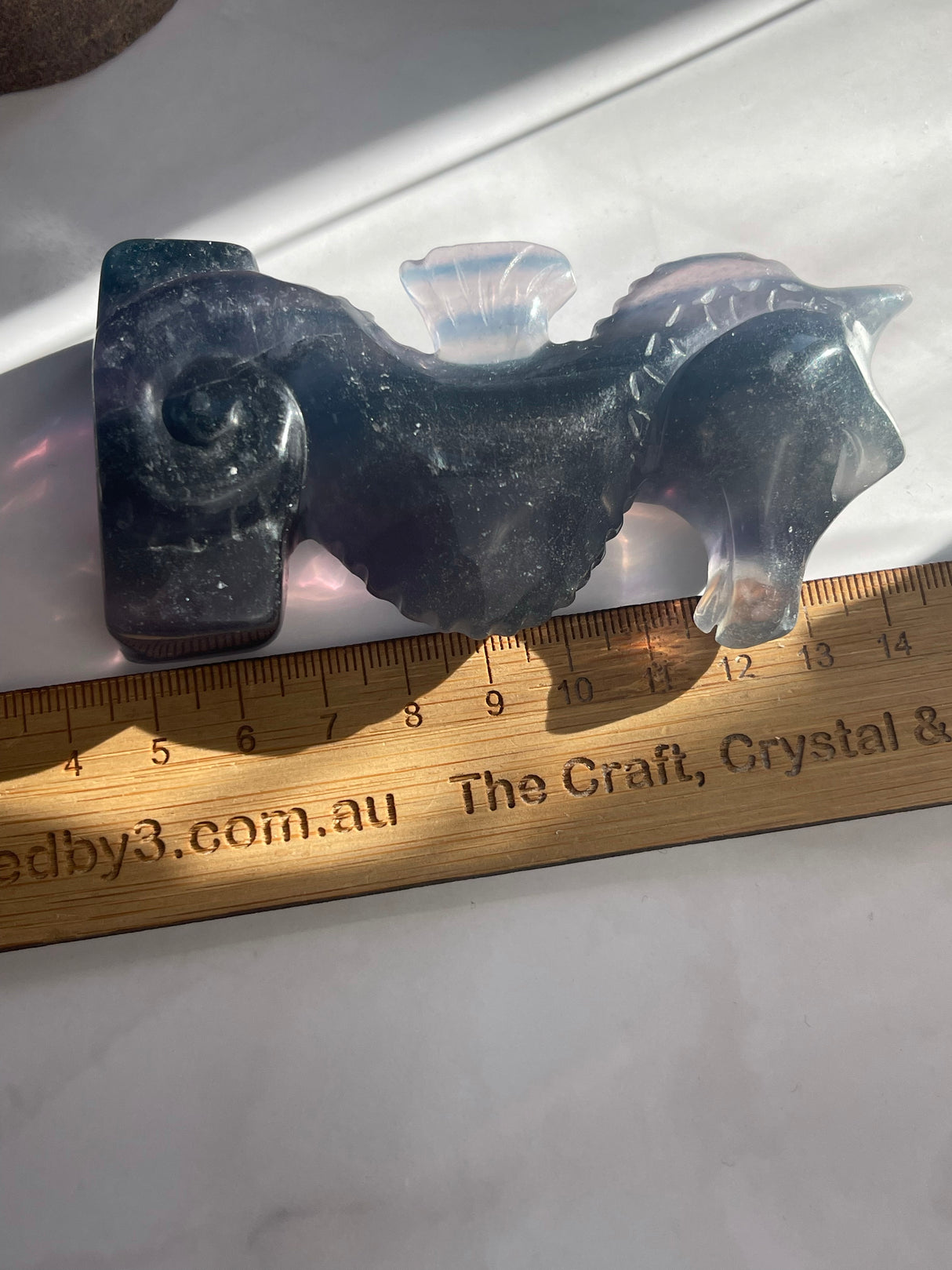 Fluorite Seahorse Carving - Good Luck. Opportunity.