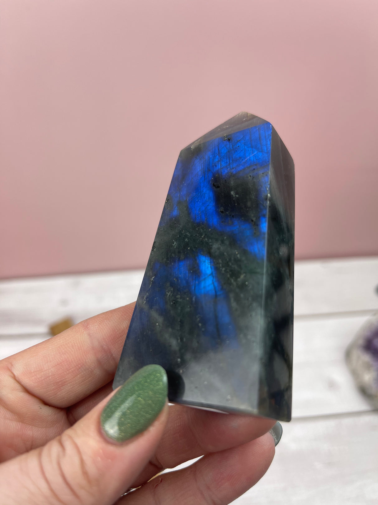 Labradorite Point with Blue Flash #1 - Protection. Magic.