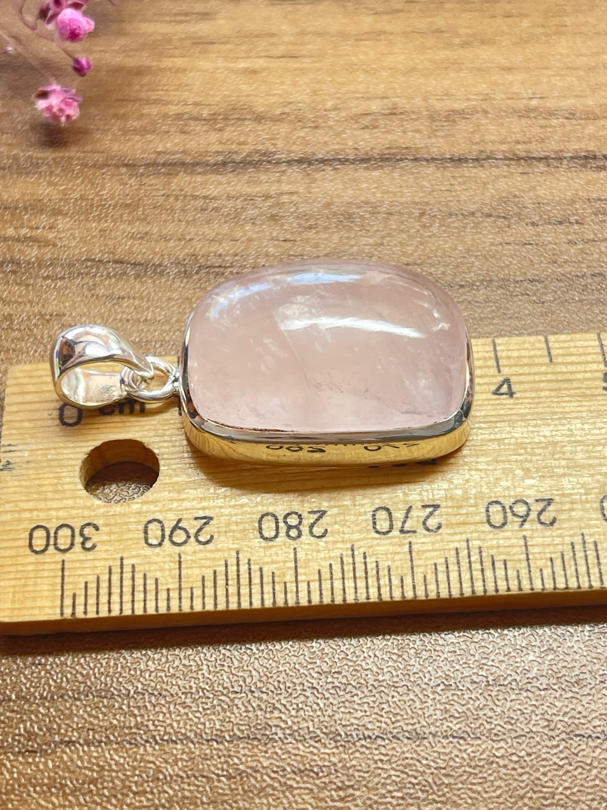 Rose Quartz Large Silver Pendant & Chain - “I radiate love, beauty, confidence and grace”.