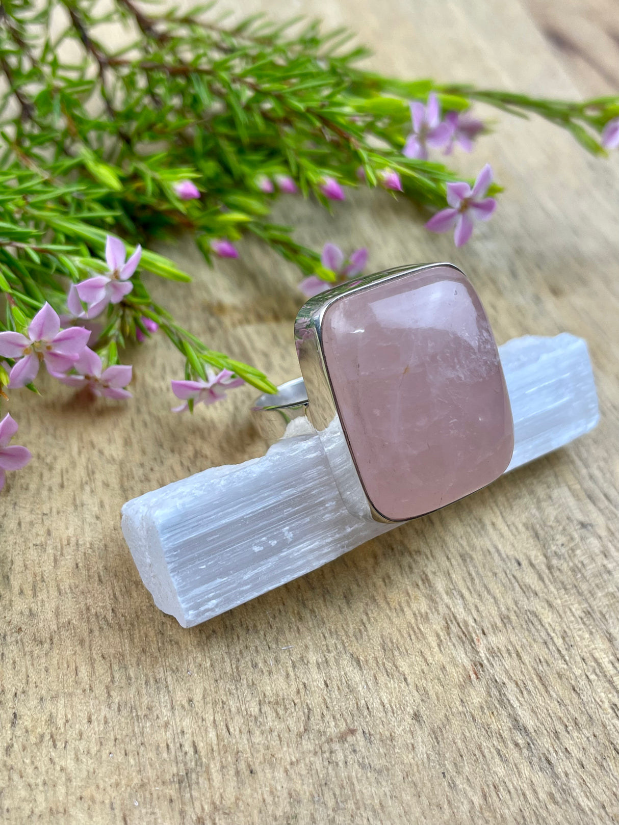 Rose Quartz Ring Size 9 - Love & Stress Relief