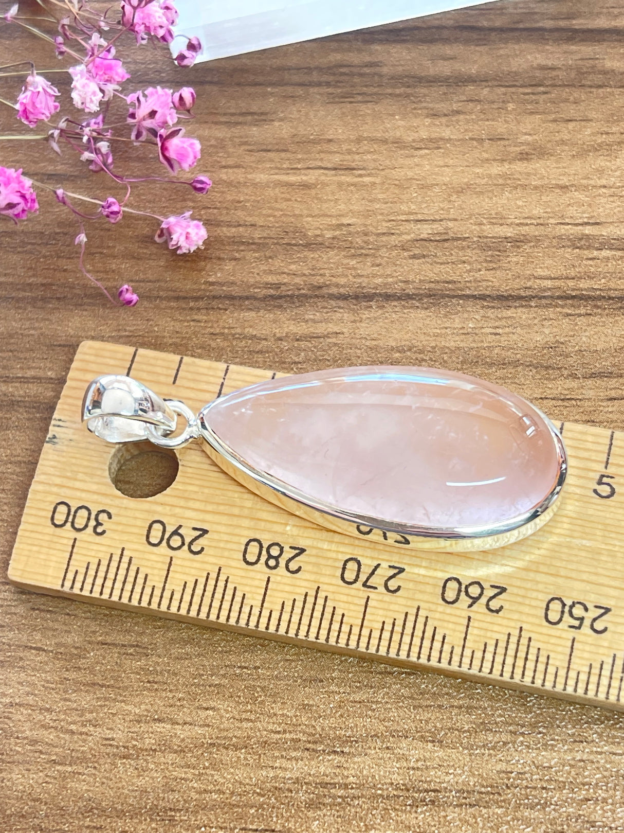 Rose Quartz Large Silver Pendant & Chain - “I radiate love, beauty, confidence and grace”.