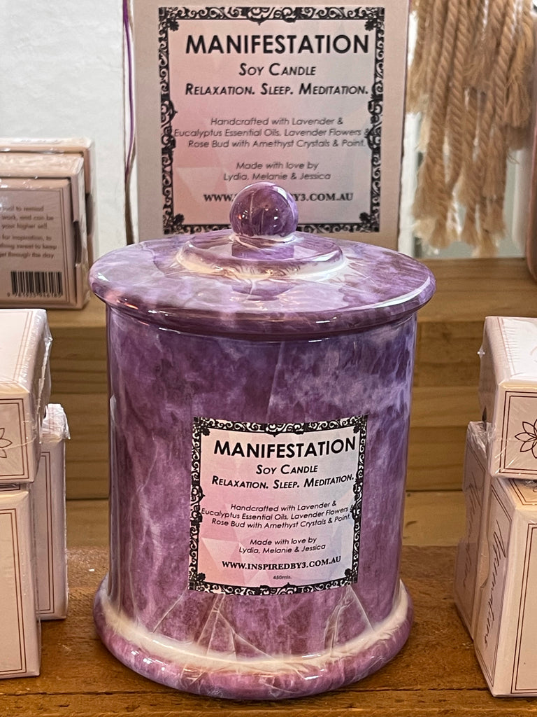 Manifestation Candle - Relaxation. Sleep. Meditation. Lavender & Eucalyptus Essential Oil