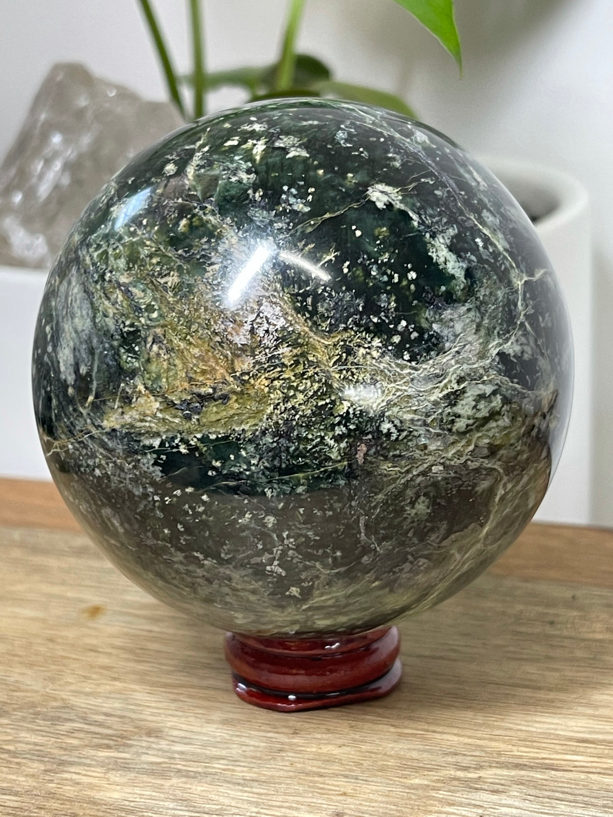 Serpentine with Magnetite Sphere 897g - Kundalini Awakening.