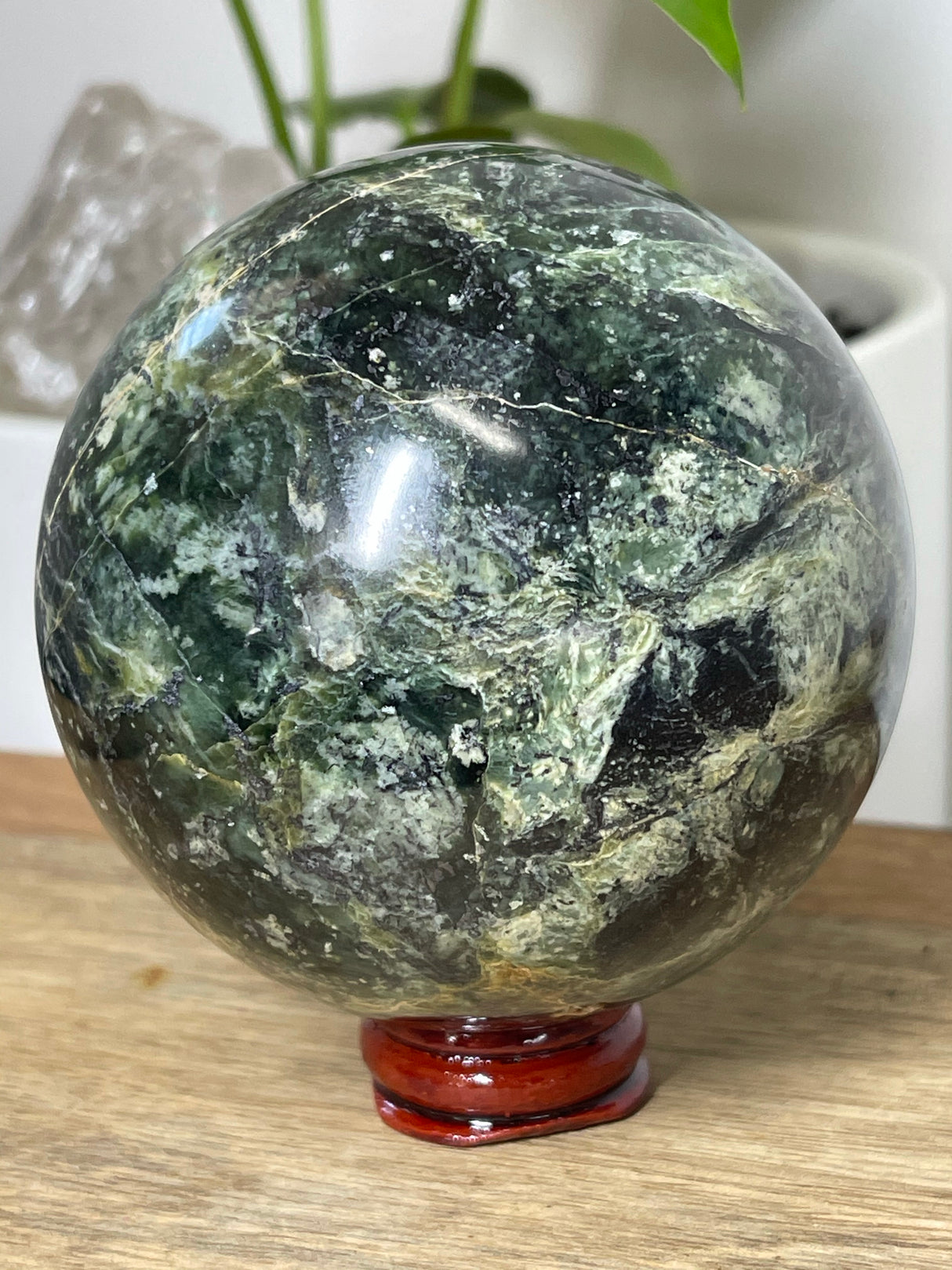 Serpentine with Magnetite Sphere 897g - Kundalini Awakening.