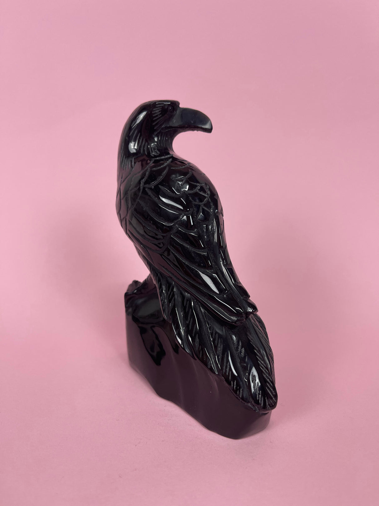 Black Obsidian Raven Carving – Seeker of Truth and Guardian of the Shadow