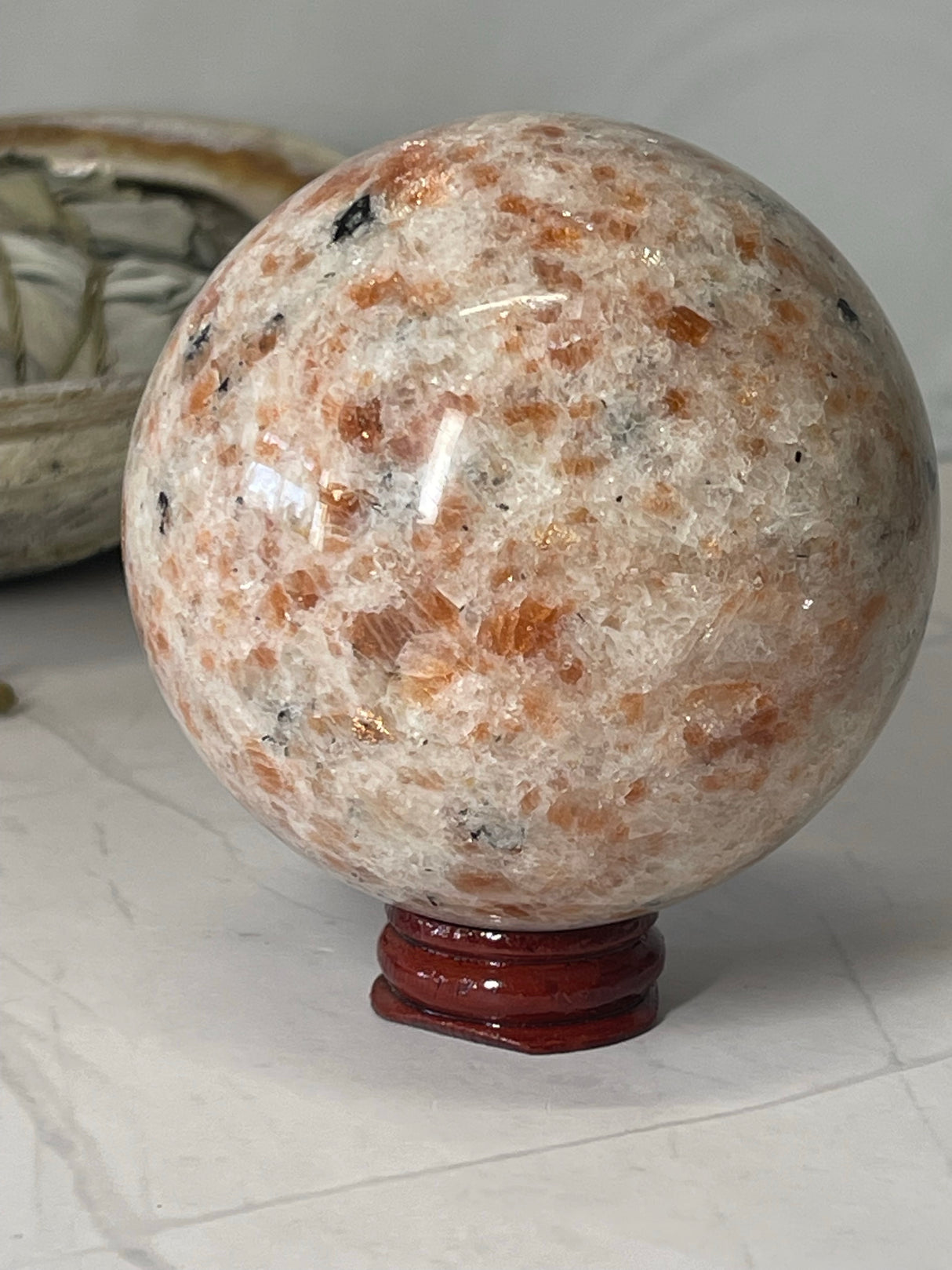 Sunstone Sphere 8.5cm - "I am filled with vibrations of love, light, and joy."