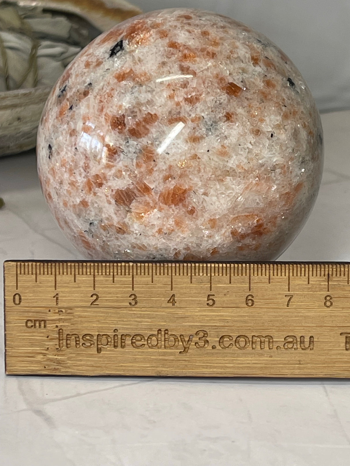 Sunstone Sphere 8.5cm - "I am filled with vibrations of love, light, and joy."