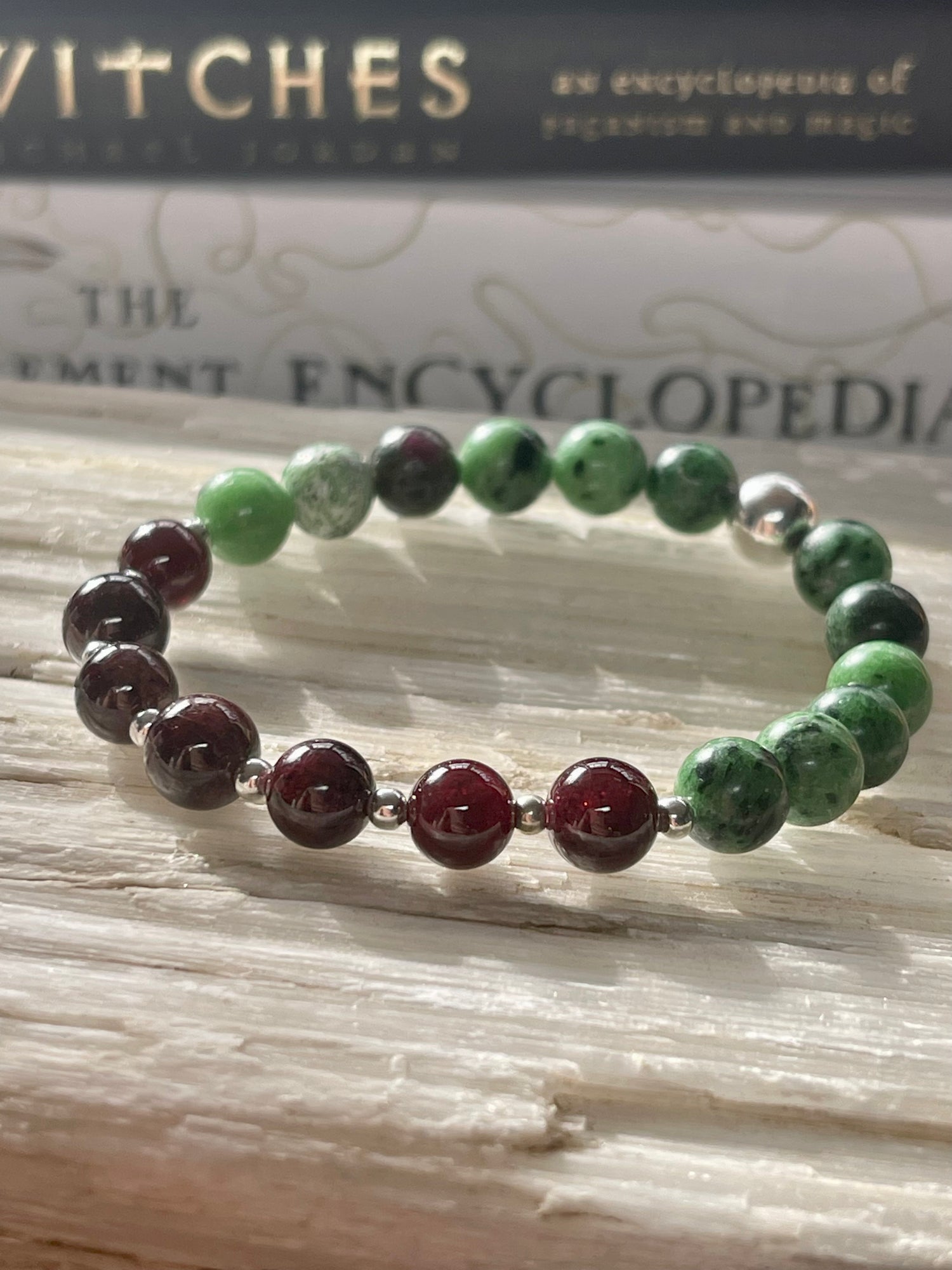 Garnet & Ruby Zoisite Silver Bracelet