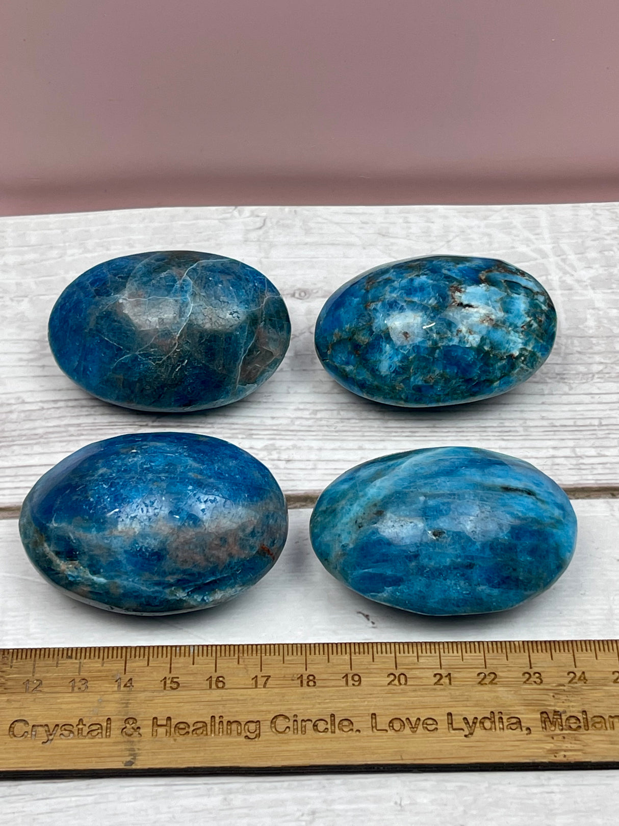 Apatite Blue Palmstone - "I work relentlessly each day to achieve my goals."