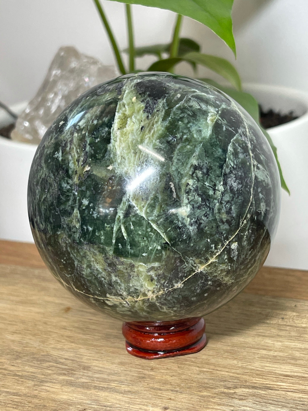 Serpentine with Magnetite Sphere 897g - Kundalini Awakening.