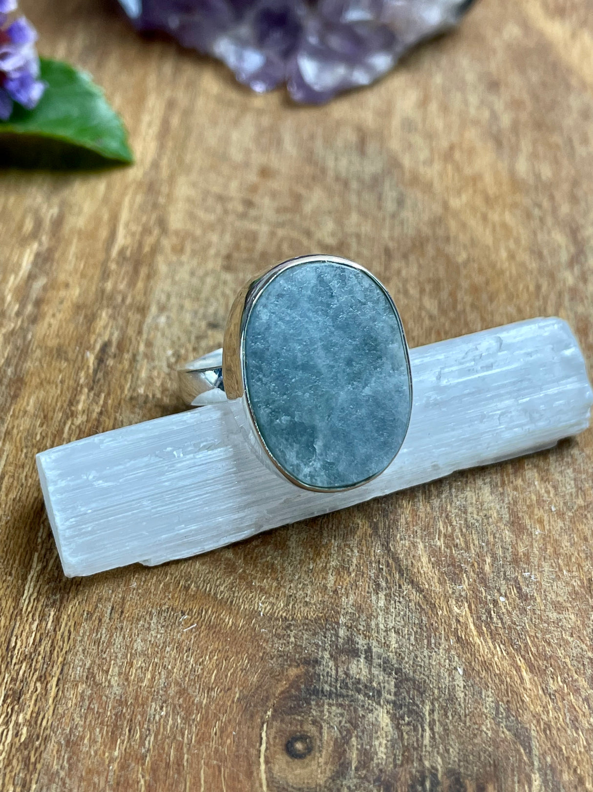 Aquamarine Rough Silver Ring Size 7 - “I clearly and calmly express my most authentic truth”.