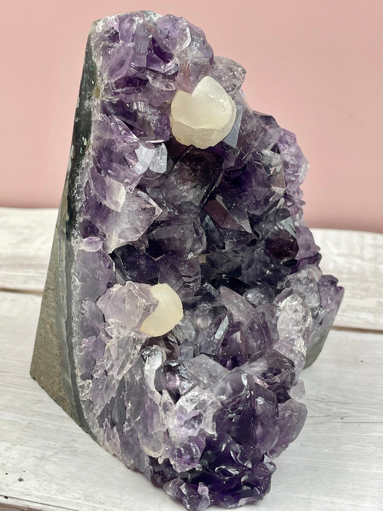Amethyst Cluster with Calcite Inclusions 1187g #6 - Protection. Intuition. Healing.