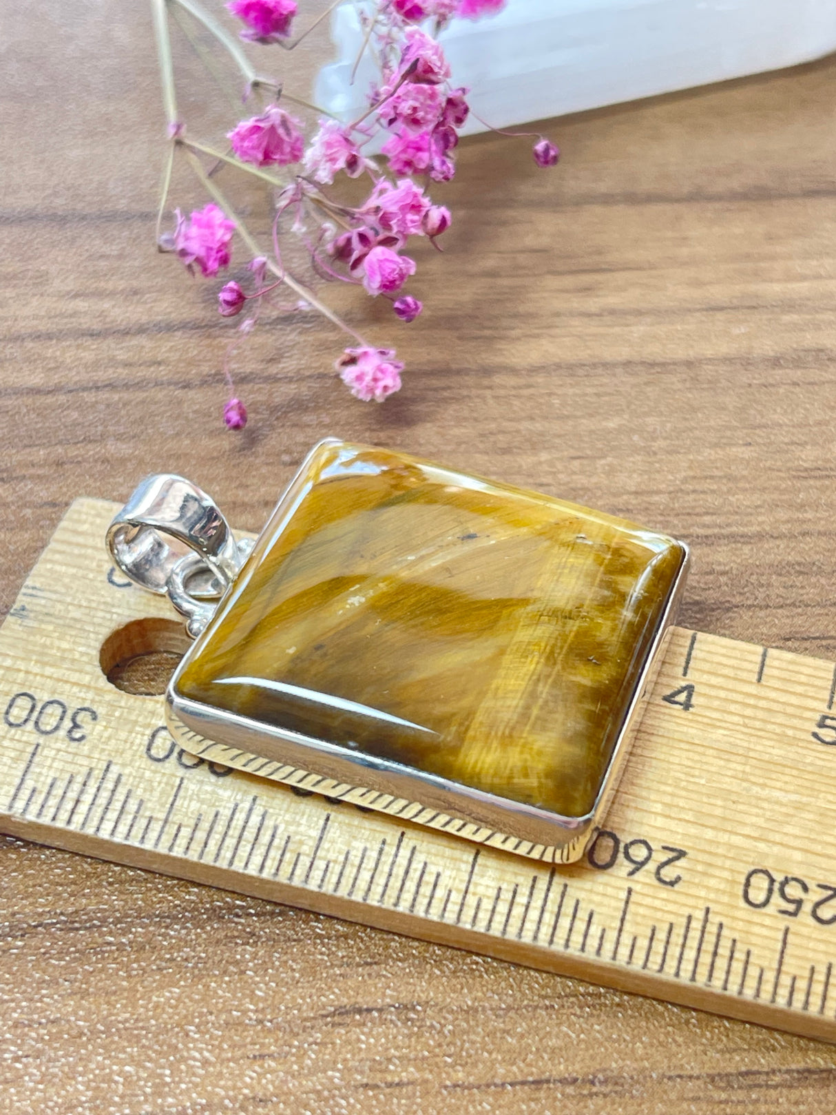 Tiger Eye Large Pendant & Chain - "I have the strength to overcome challenges and setbacks."