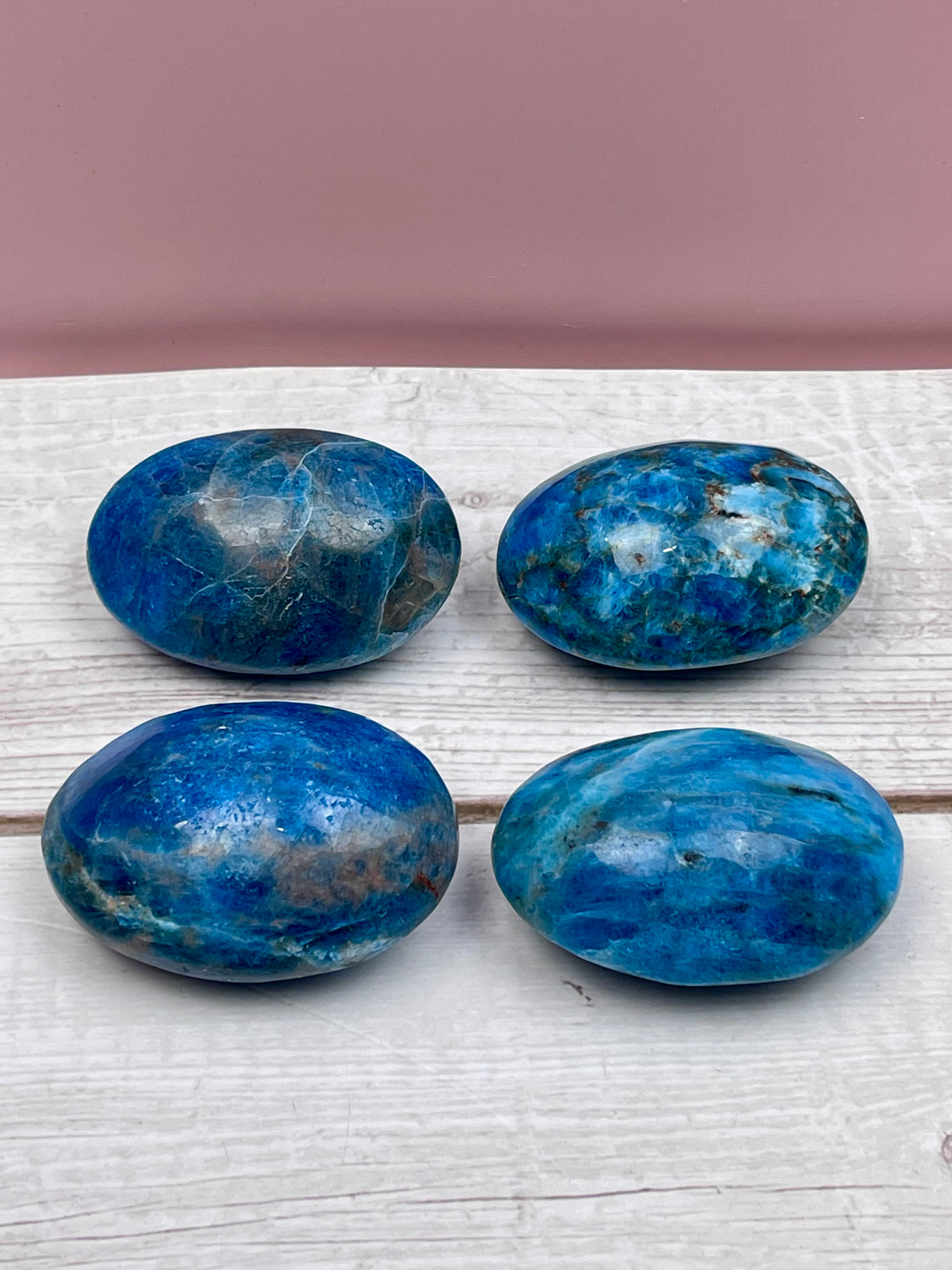 Apatite Blue Palmstone - "I work relentlessly each day to achieve my goals."