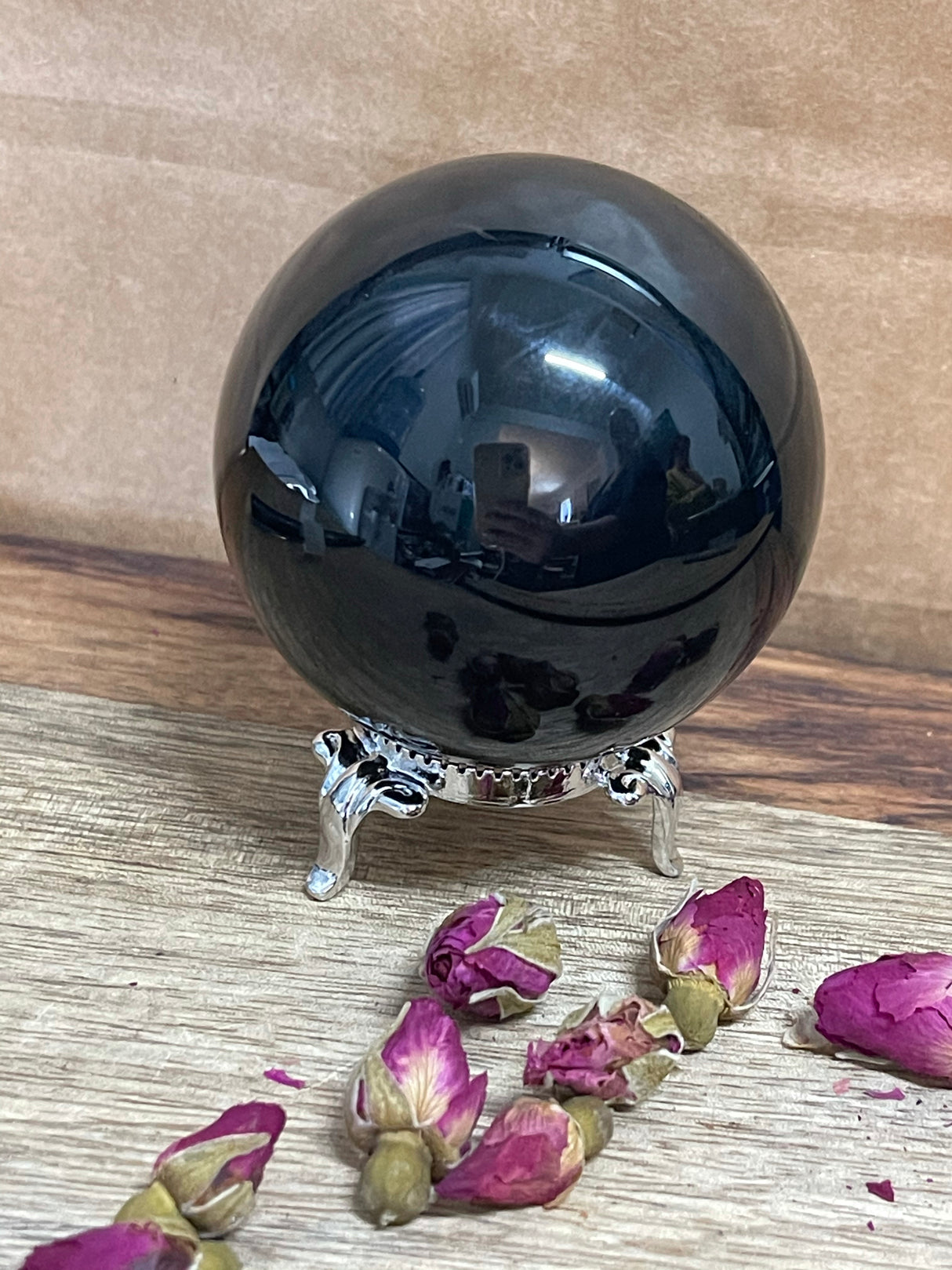 Black Obsidian Sphere 6cm - Scrying - Protection. Cleansing.