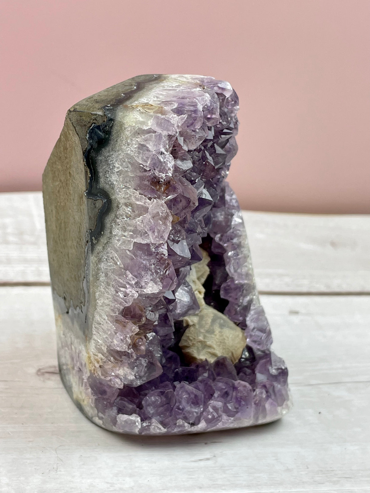Amethyst Cluster with Calcite Inclusions 747g #23 - Protection. Intuition. Healing.