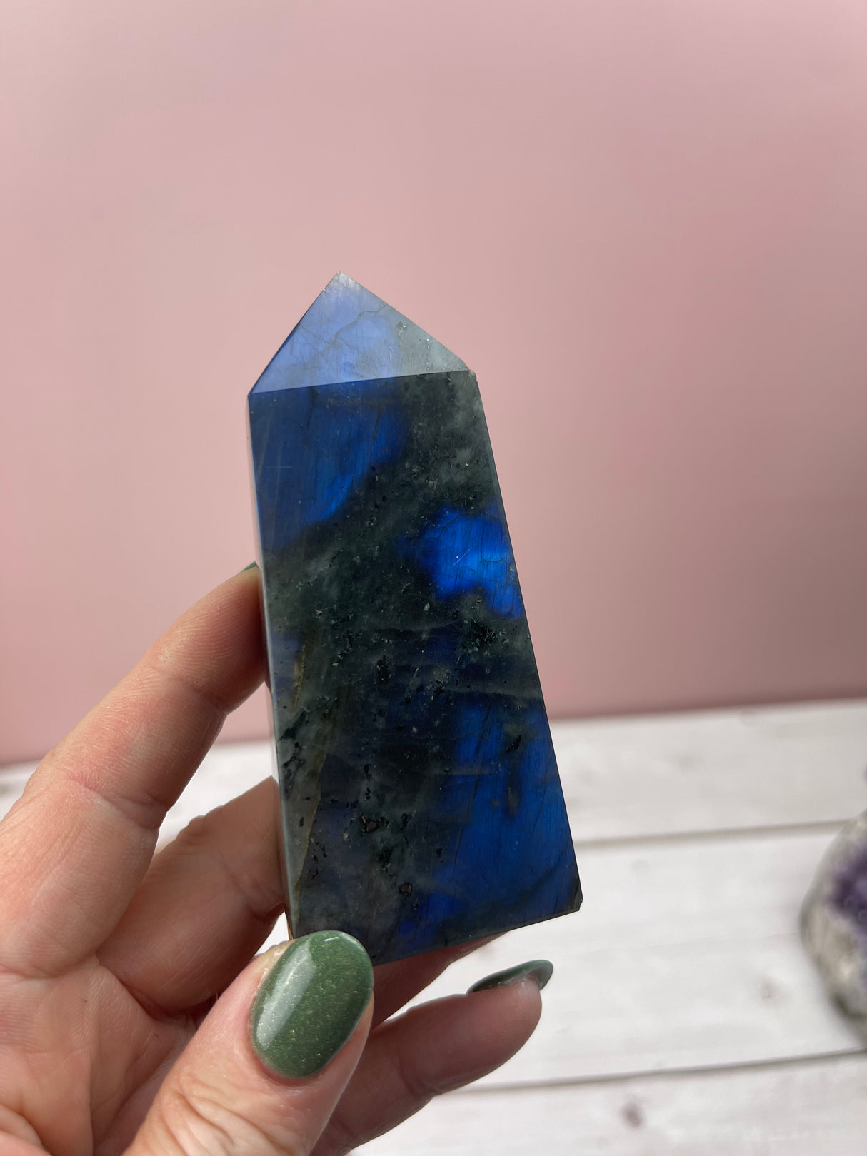 Labradorite Point with Blue Flash #1 - Protection. Magic.