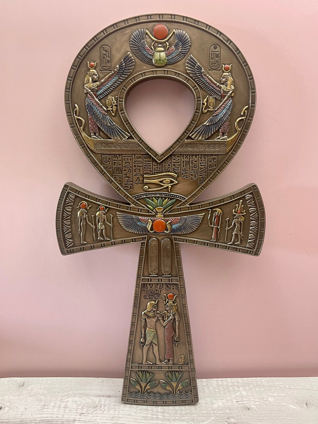 "Ankh bronze wall piece – Egyptian Key of Life symbol representing eternal life, divine protection and immortality"
