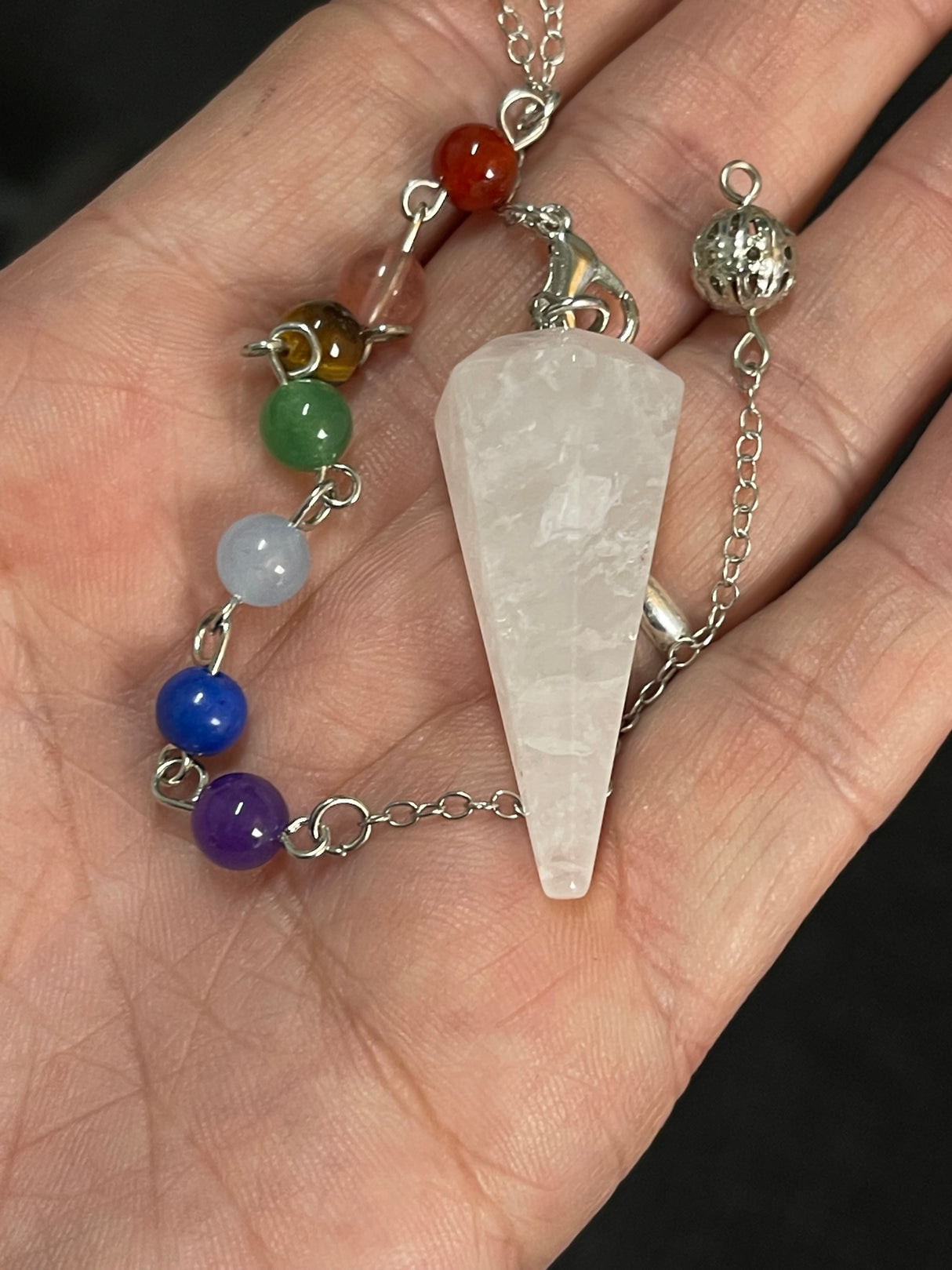 Clear Quartz Pendulum with Chakra Chain – Clarity, Amplification and Divine Alignment