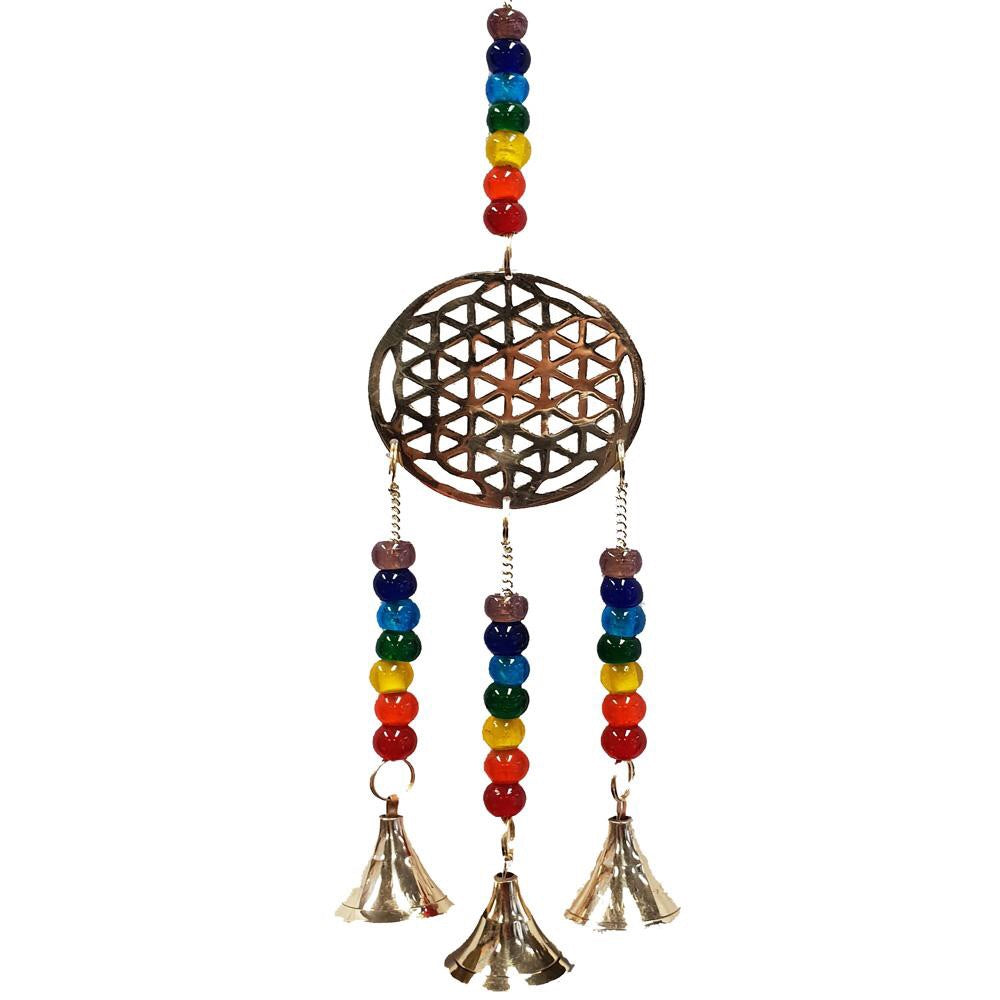 Flower of Life Brass Hanging with 3 bells Inspired By 3 Australia