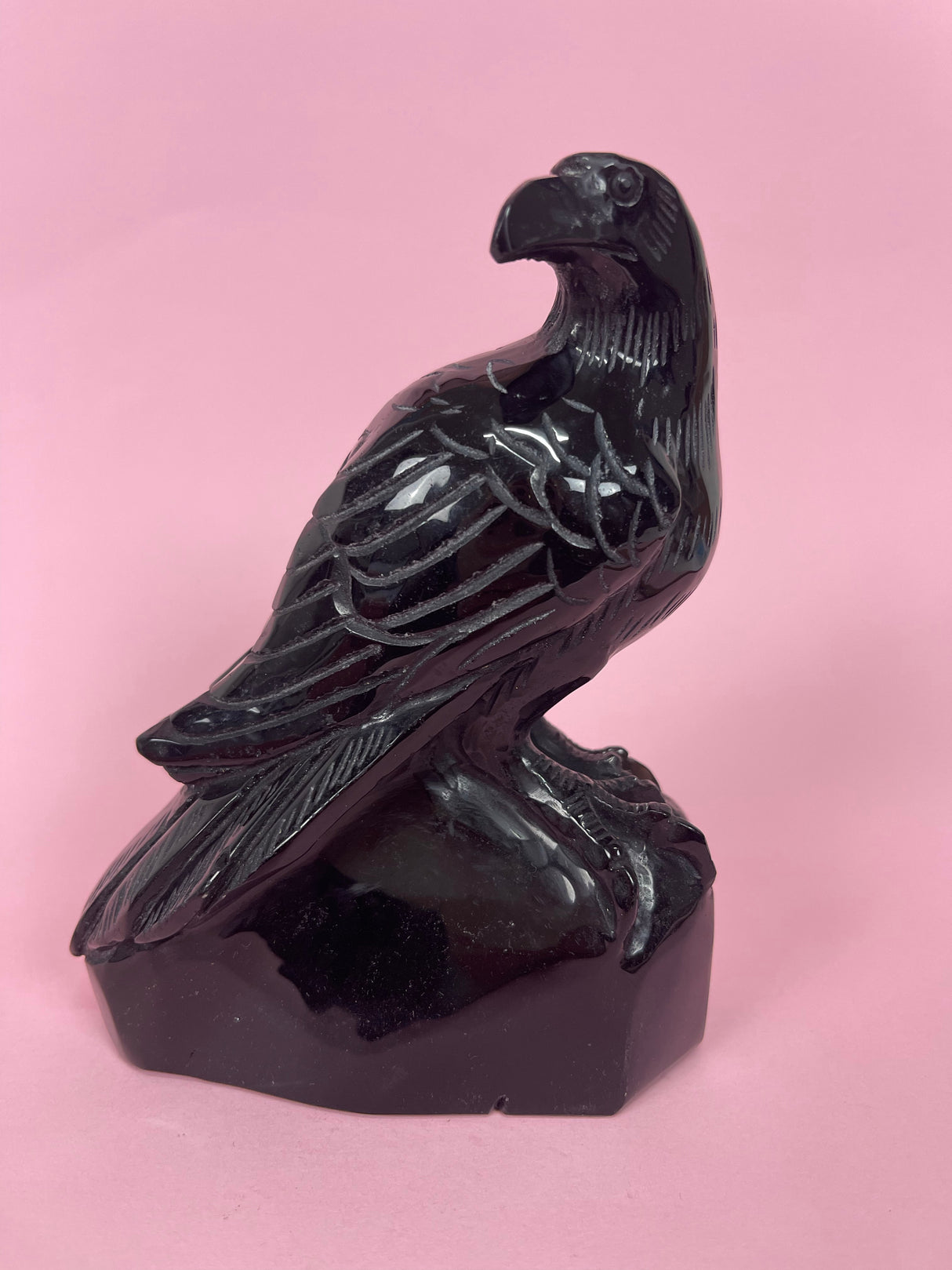 Black Obsidian Raven Carving – Seeker of Truth and Guardian of the Shadow
