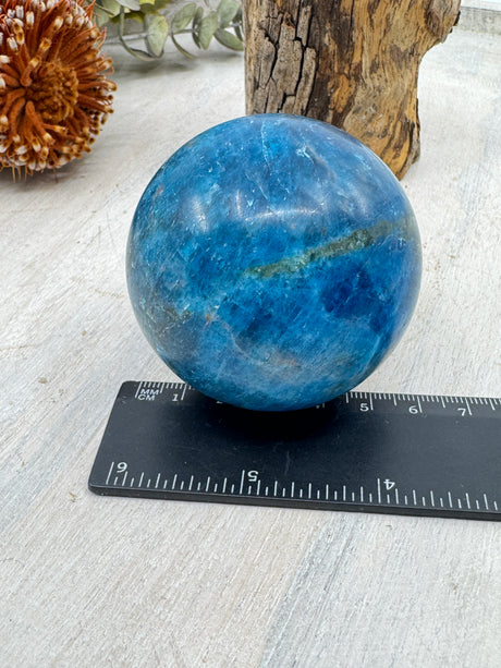 Blue Apatite Sphere 318g (6cm) – Stone of Inspiration, Clarity & Motivation
