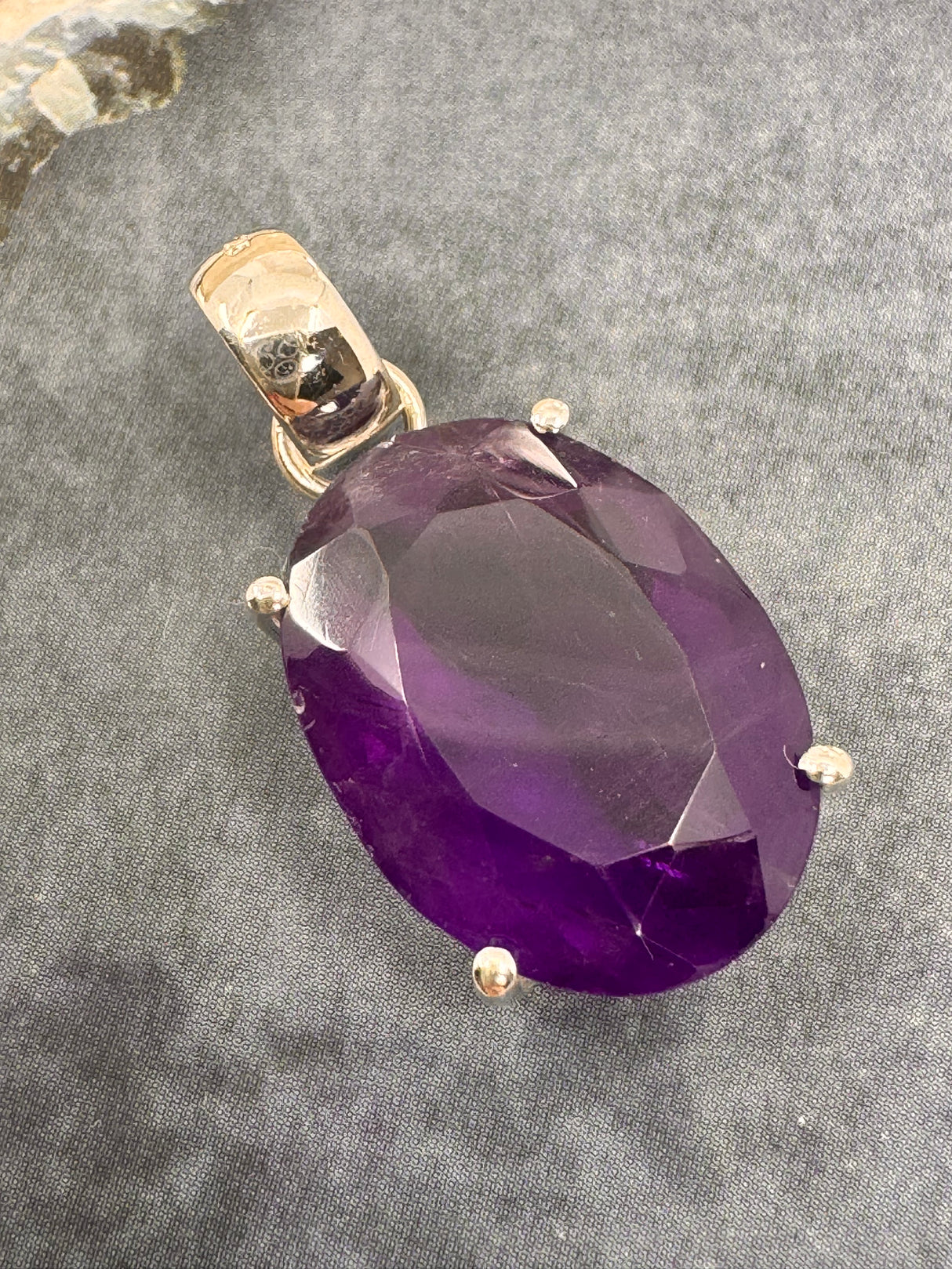 Amethyst Silver Faceted Pendant - “I trust my intuition and allow it to guide me each day”
