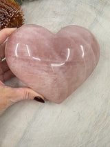 Large Rose Quartz Heart on Gold Stand 1.536kg (16x13cm) – Stone of Love, Healing & Compassion