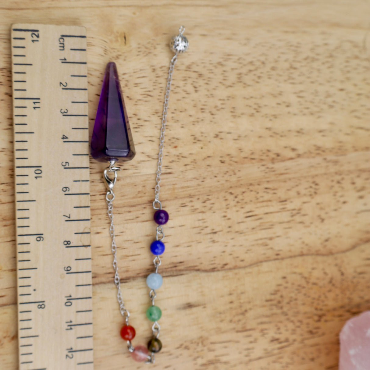 Amethyst Pendulum with Chakra Chain – Intuition & Spiritual Protection