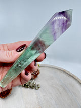 Rainbow Fluorite wand 155g 15.5x2.8cm – violet and green crystal for peace, grounding and intuitive flow – Inspired By 3 Crystals Australia.