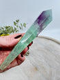 Rainbow Fluorite wand 165g 16.5x3cm – banded violet and green crystal for intuition, calm and higher guidance – Inspired By 3 Crystals Australia.