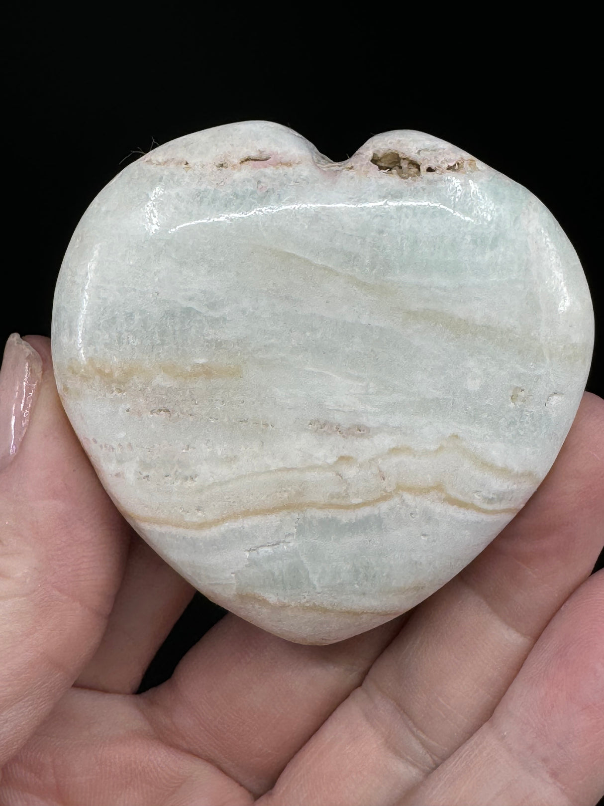 Caribbean Calcite Heart 96g - "I am calm and at peace with myself and others."