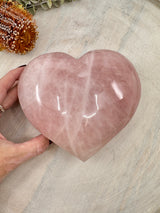 Large Rose Quartz Heart on Gold Stand 1.6kg (16x14cm) – Stone of Love, Peace & Emotional Healing