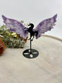 Lepidolite unicorn wings on black stand 12x5cm – lilac crystal for peace, balance and magic – Inspired By 3 Crystals Australia.