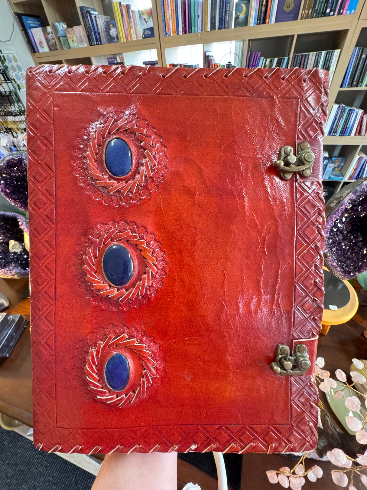 Agate Protection Leather Journal | 33cm | Handmade Paper | Grounding & Strength