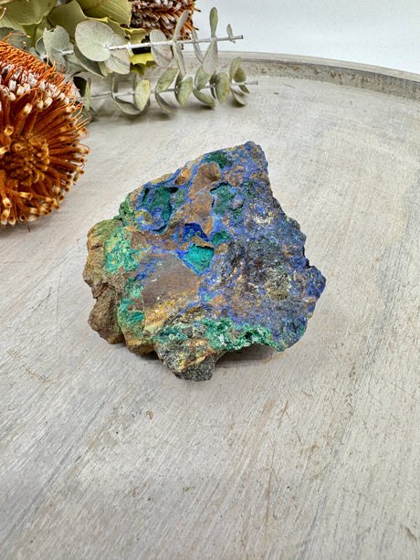 Azurite with Malachite specimen 180g 7.5x8x4cm – deep blue and green crystal for balance, protection and transformation – Inspired By 3 Crystals Australia.