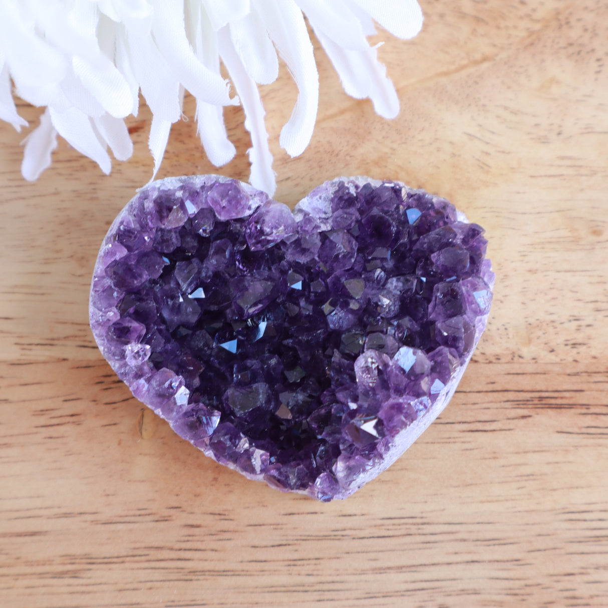 Natural Amethyst cluster heart crystal 6.5cm 90g deep purple druzy healing stone