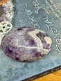 Chevron Amethyst Palmstone - "I am ready to embark on my spiritual journey”.