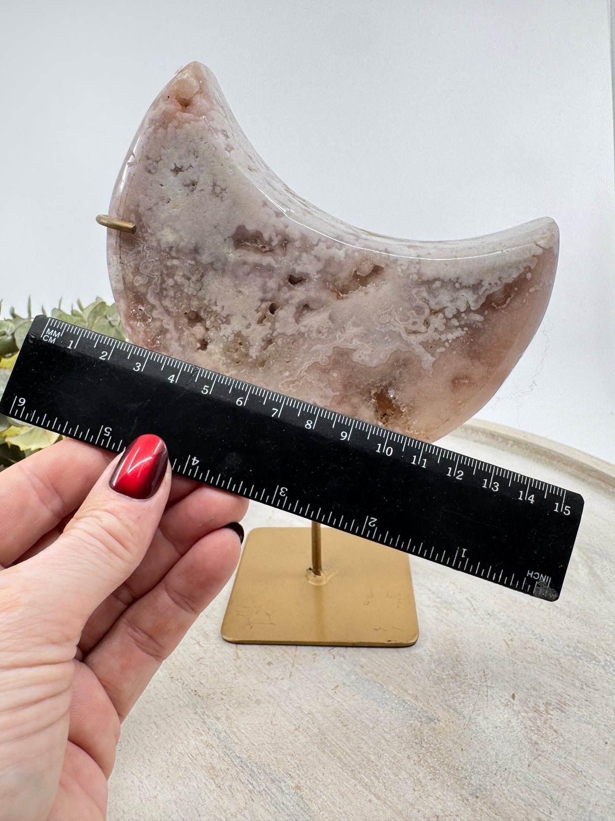 Pink Amethyst Moon Carving 1.102kg (20.5cm with stand) – Stone of Peace, Love & Divine Feminine Energy