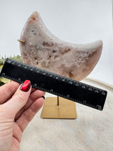 Pink Amethyst Moon Carving 1.102kg (20.5cm with stand) – Stone of Peace, Love & Divine Feminine Energy