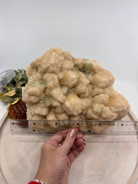 Large Apophyllite Cluster with Peach Stilbite – 5.222kg